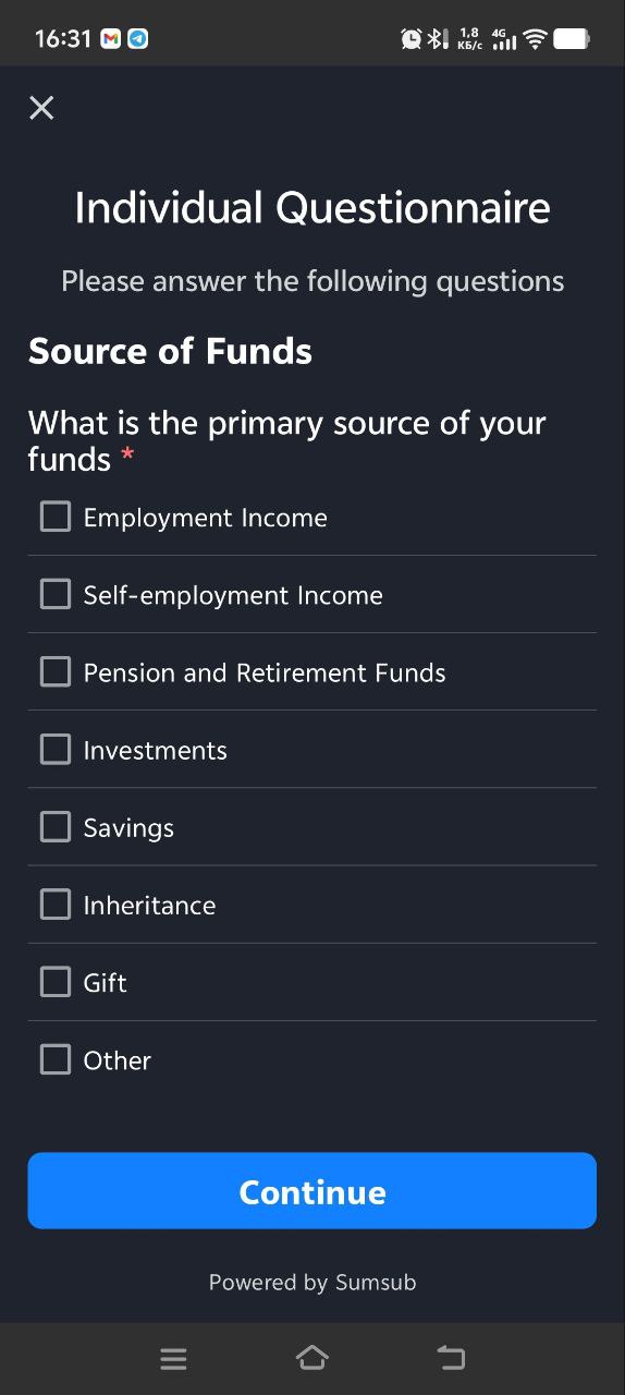 Individual Questionnaire step 1