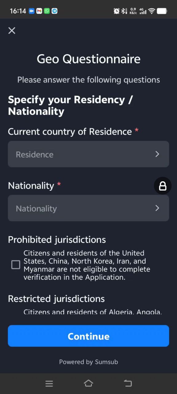 Geo Questionnaire step 1
