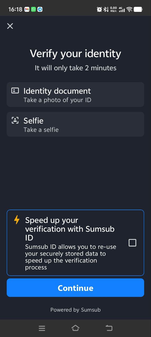 Proof of Identity step 1